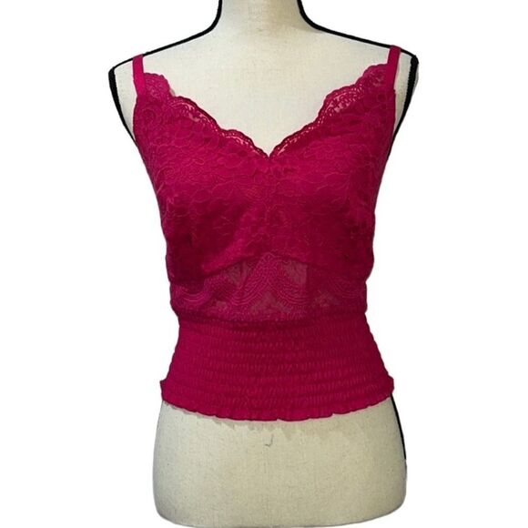 Torrid V-Neck Lace Smocked Sleeveless Crop Top - Picture 1 of 12